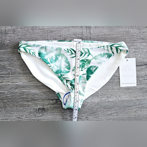 Fused Hawaii green and white Palm Print Bikini Bottom women's size Small - Picture 5 of 5
